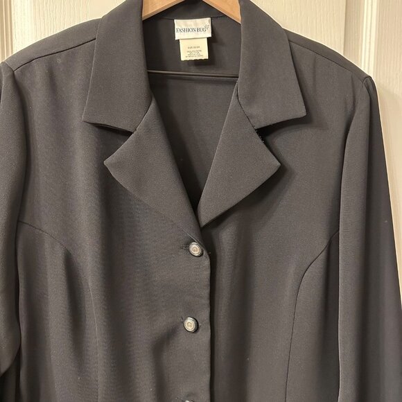 Fashion Bug | VTG Black Button Up Blazer Top Lightweight 22/24 Dressy Business - Picture 3 of 6